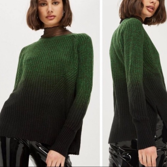 Topshop Ombre Greenblack Sweater 